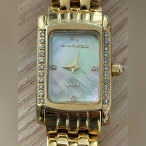 Klaus-Kobec Aura Watch Diamond Embellishments on Bezel Gold-Plated Bracelet Case